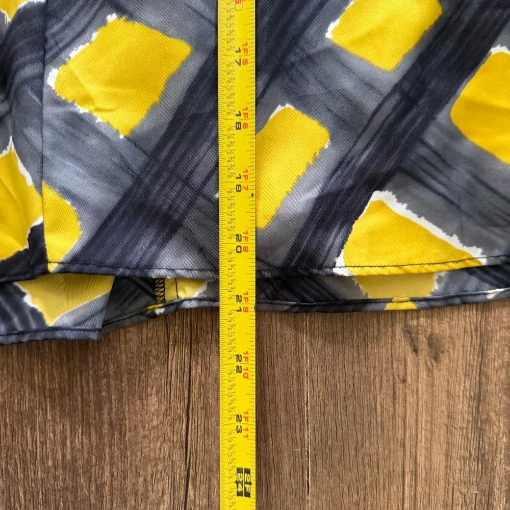 The Limited A-Line Skirt Women Large Yellow Grey Abstract Belted Geometric Mini